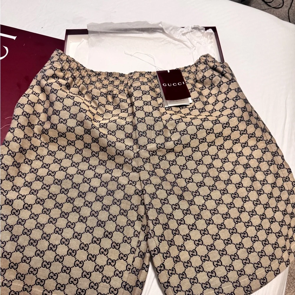 Gucci | Shorts | Gucci Tan Monogram Patterned Shorts | Poshmark
